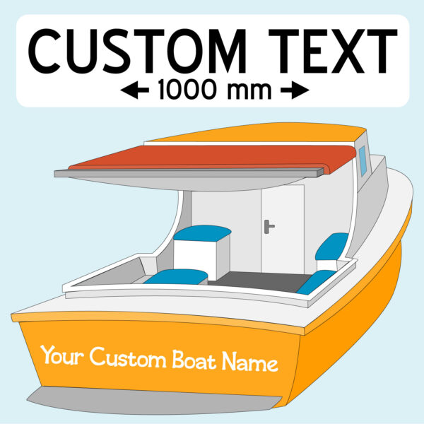 Custom Text Boat Decal in marine quality vinyl