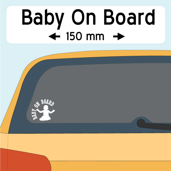 Baby On Board decal on a cars rear window